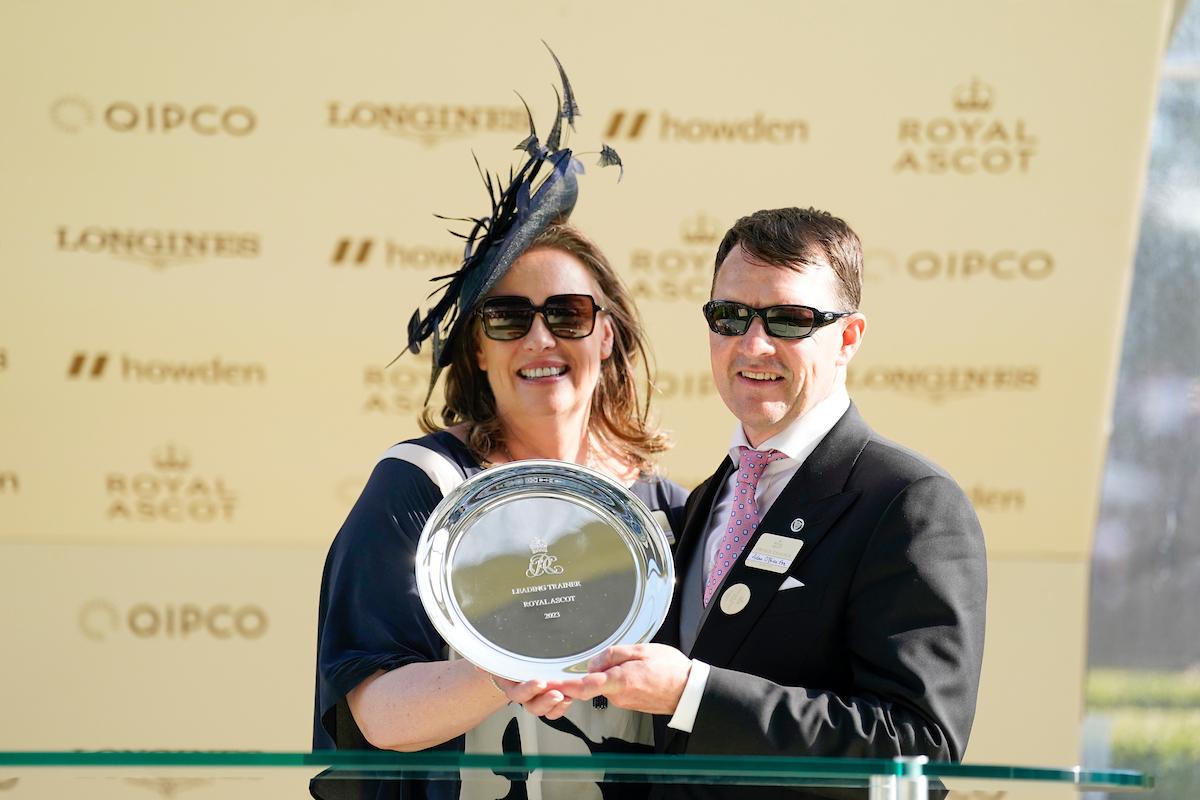 Aidan O'Brien receives the Royal Ascot leading trainer trophy