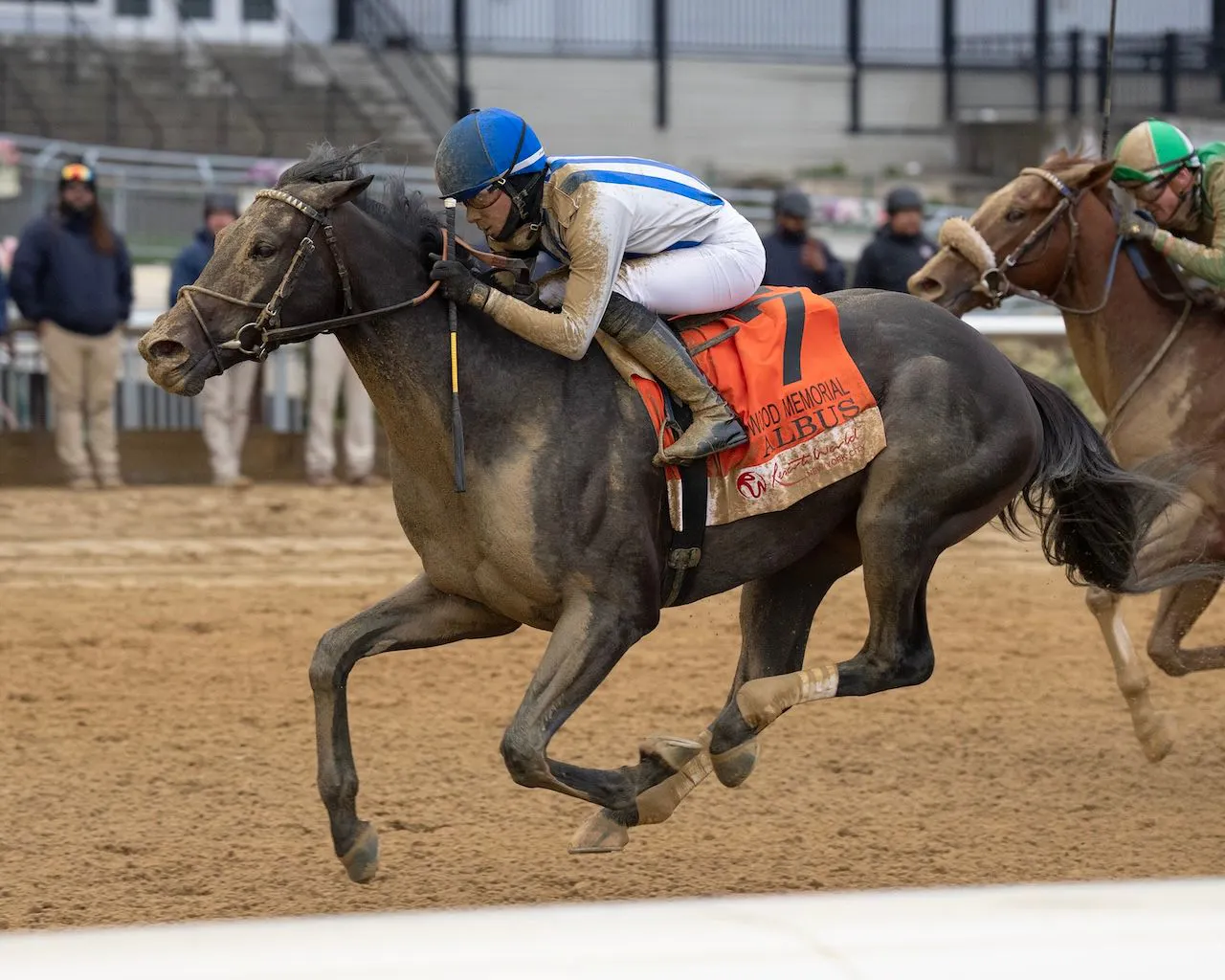 Albus wins the Wood Memorial at Aqueduct.