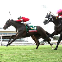 Burnham Square wins the Arlington Million at Colonial Downs.