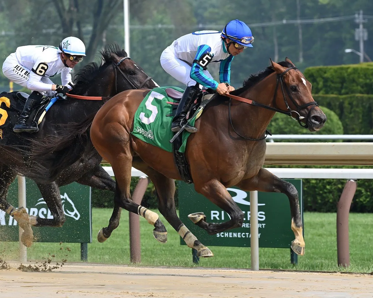 Book'em Danno winning the 2025 True North (G3) at Saratoga