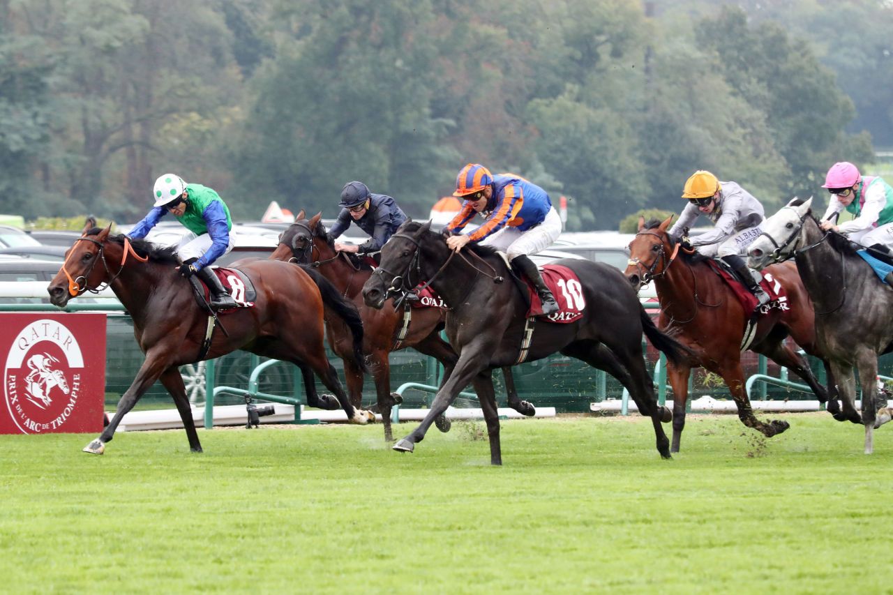 Camille Pissarro (right) denies Rashabar in the Prix Jean-Luc Lagardere (Photo by Horsephotos.com)