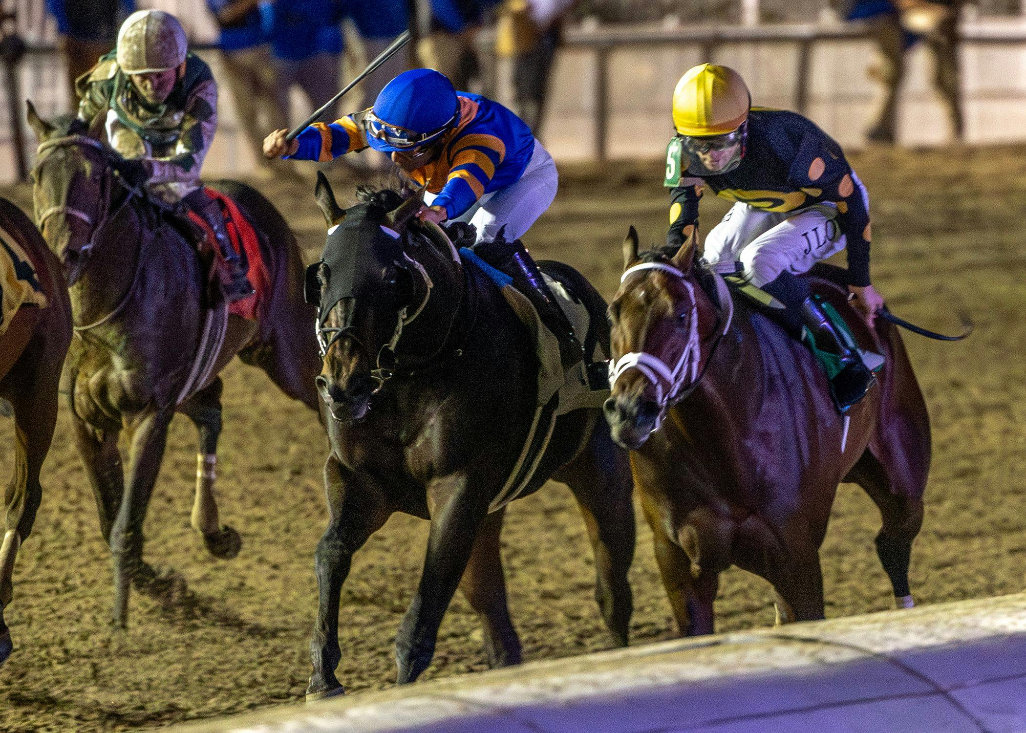 Chip Hancho wins the Gun Runner Stakes at Fair Grounds.