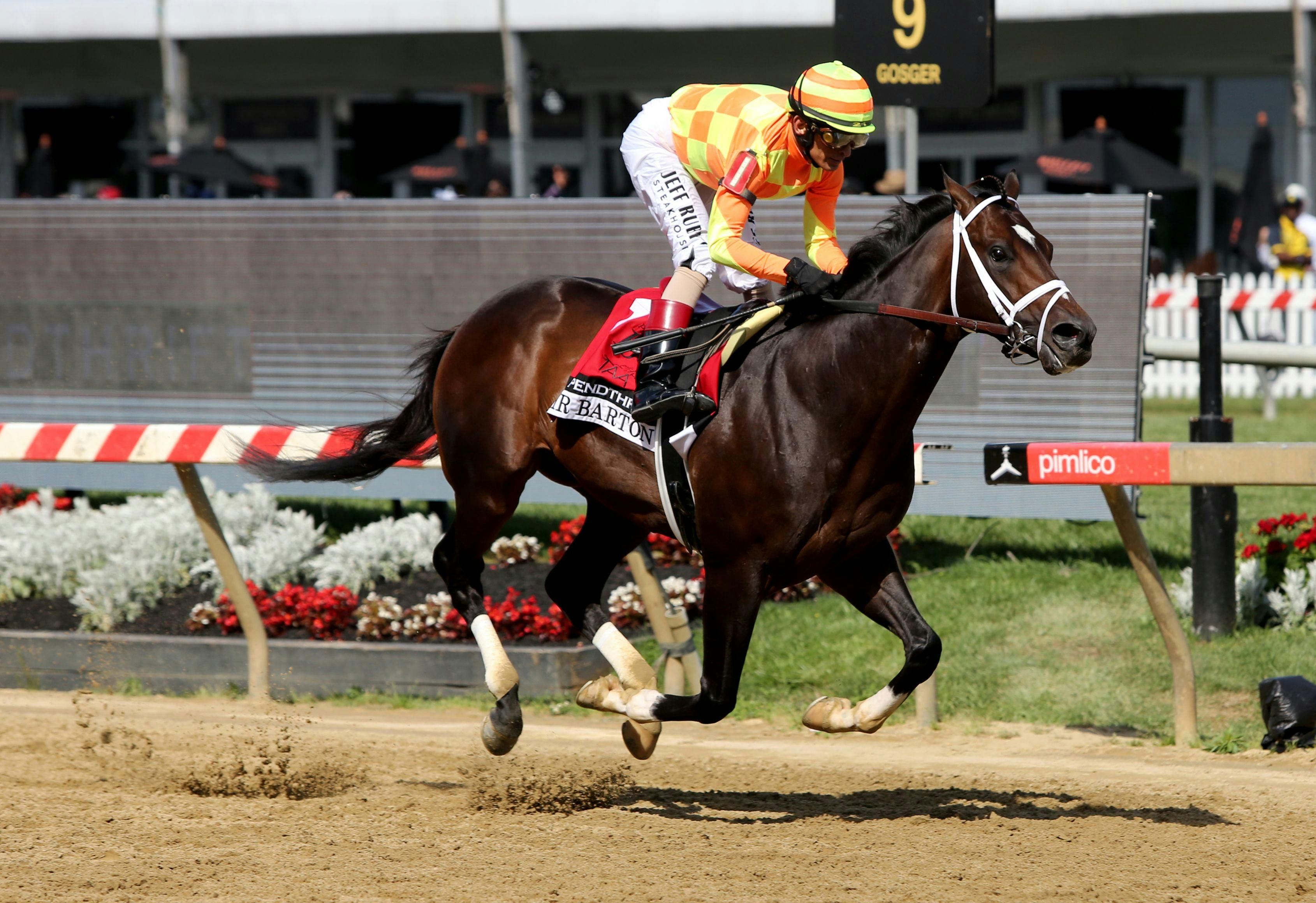Crudo wins the Sir Barton Stakes at Pimlico (Horsephotots.com)