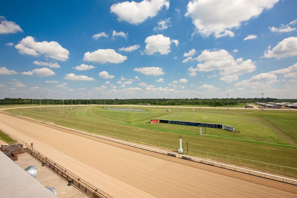 Evangeline Downs final turn track scene