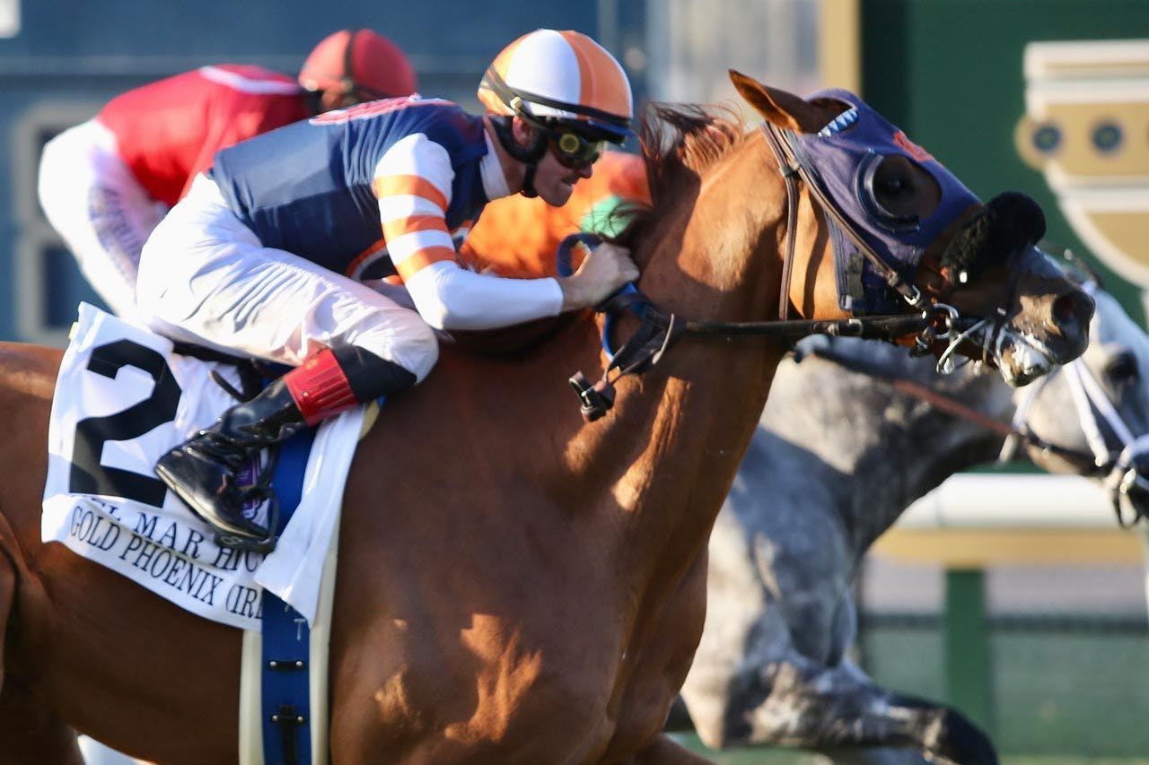 Gold Phoenix winning the Del Mar H. (G2) at Del Mar (Photo by Horsephotos.com)