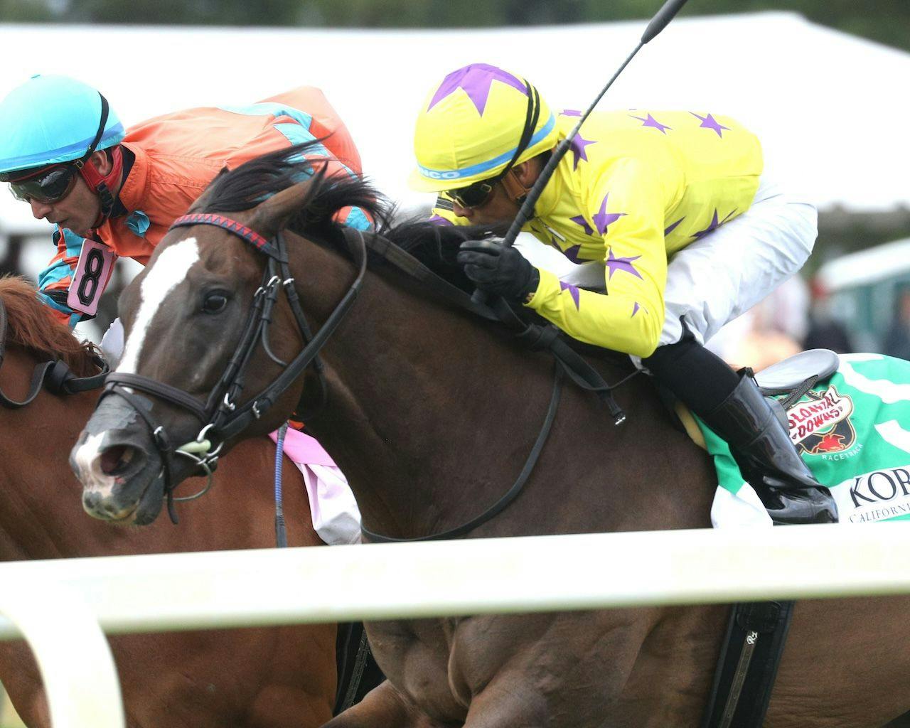 Isivunguvungu wins the Korbel Da Hoss S. at Colonial Downs. 
