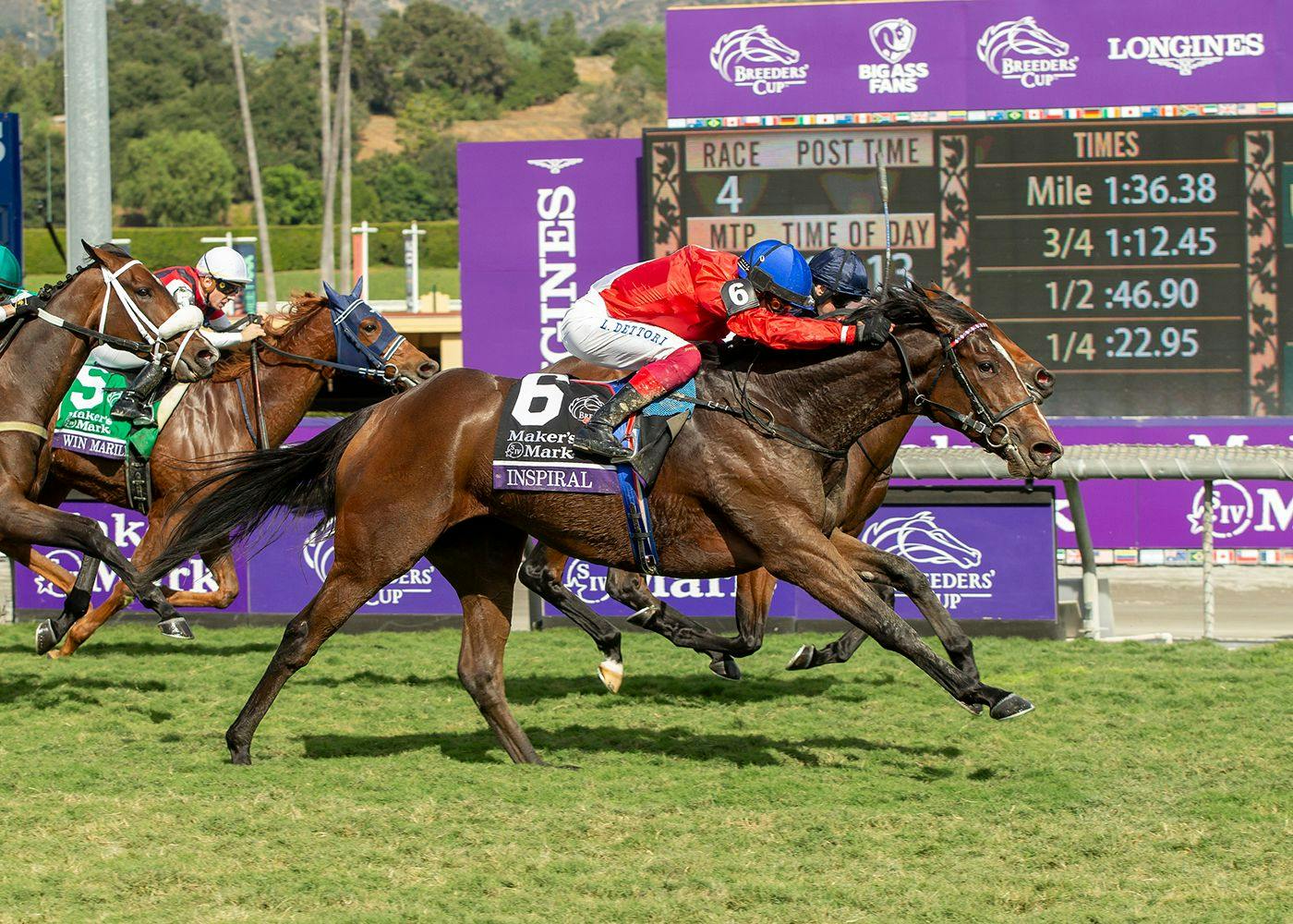 Inspiral wins the Breeders' Cup Filly & Mare Turf at Santa Anita