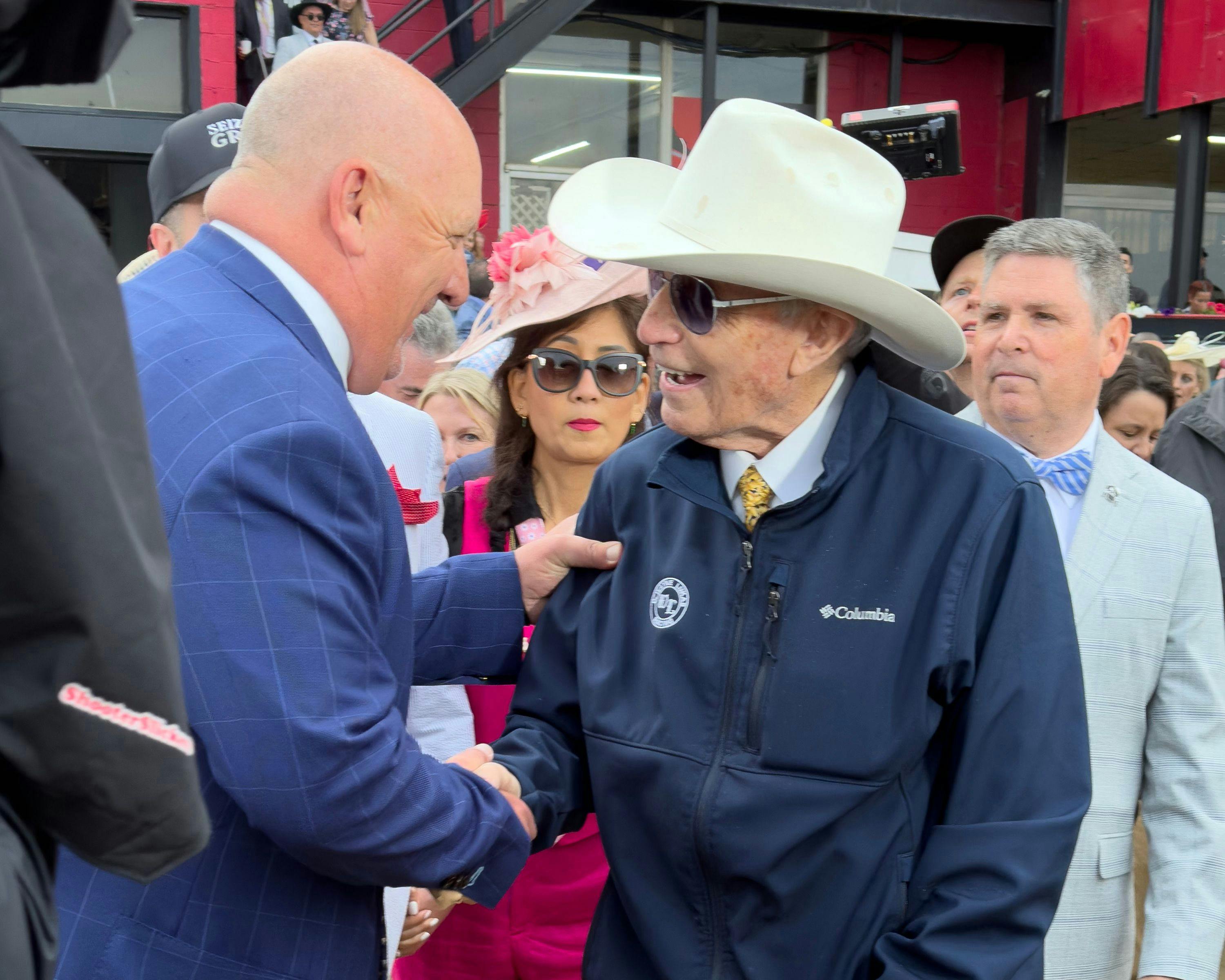 Trainers Kenny McPeek (left) and D. Wayne Lukas (right) (Photo by Horsephotos.com)