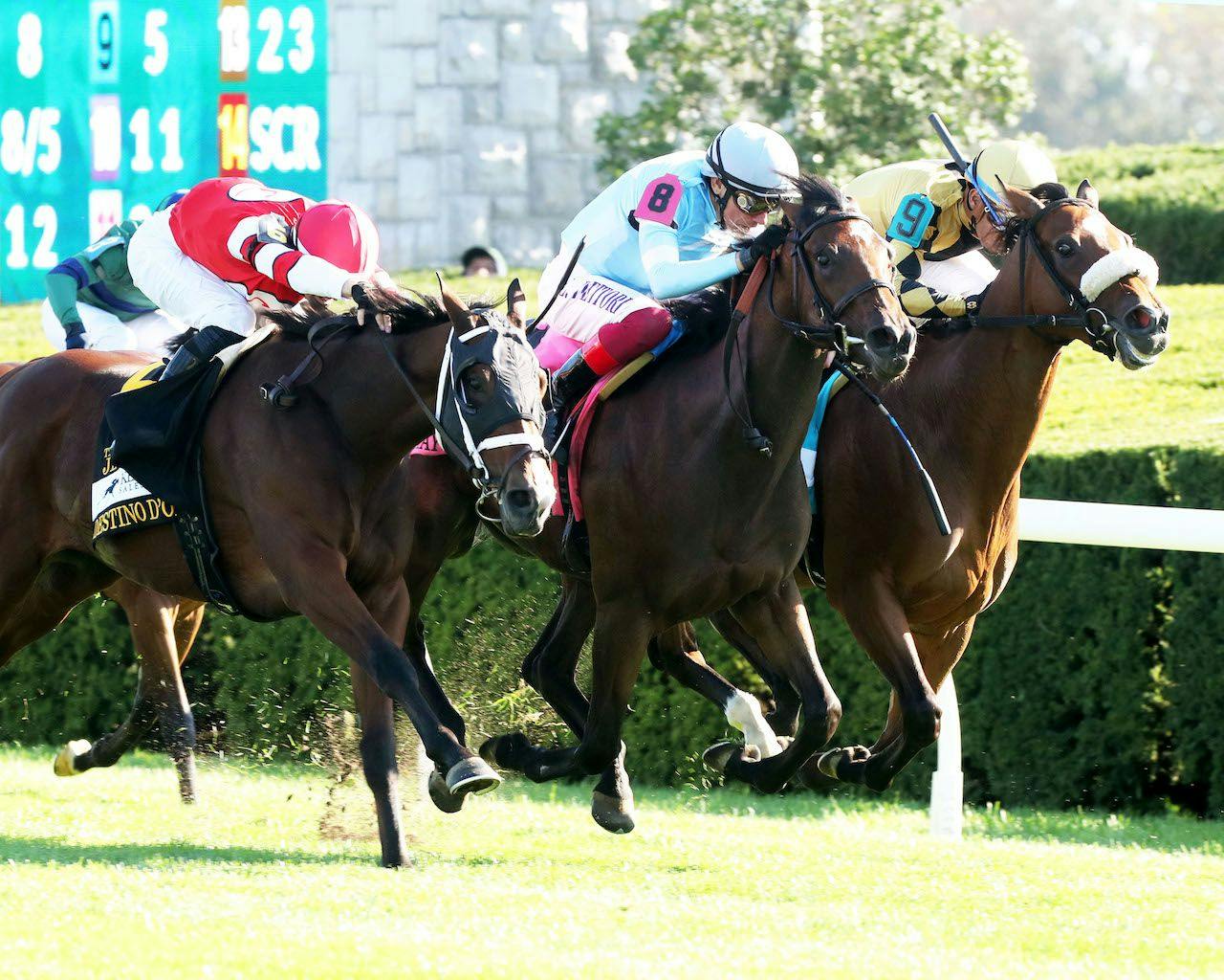 May Day wins the Jessamine (G2) at Keeneland.
