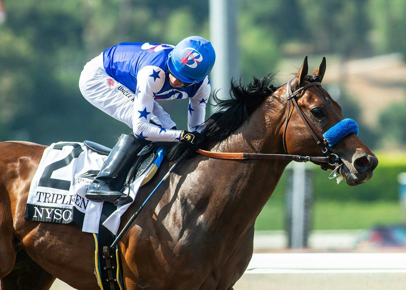Juan Hernandez looks for competition aboard Nysos in the Triple Bend