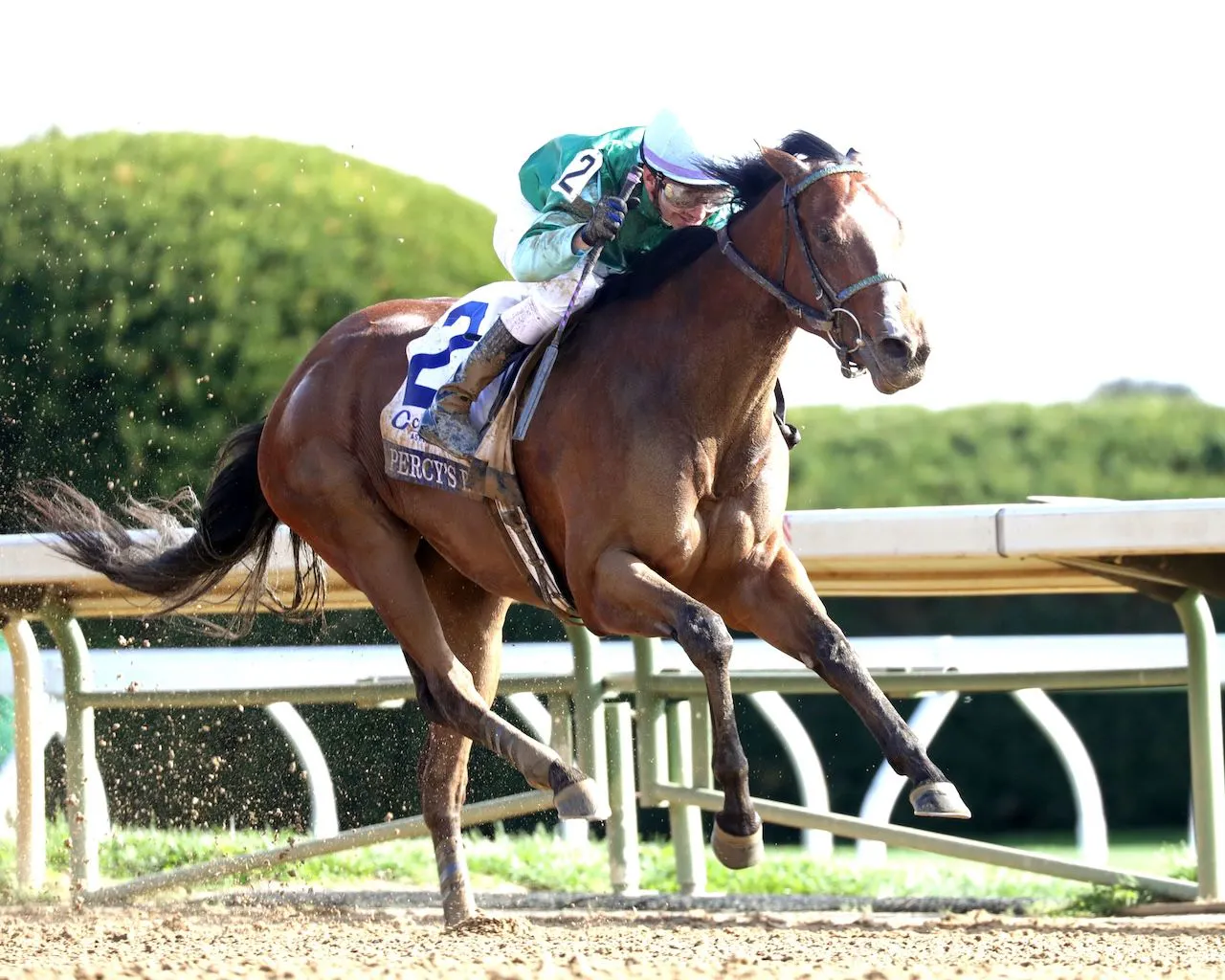 Percy's Bar wins the Ashland Stakes at Keeneland. 