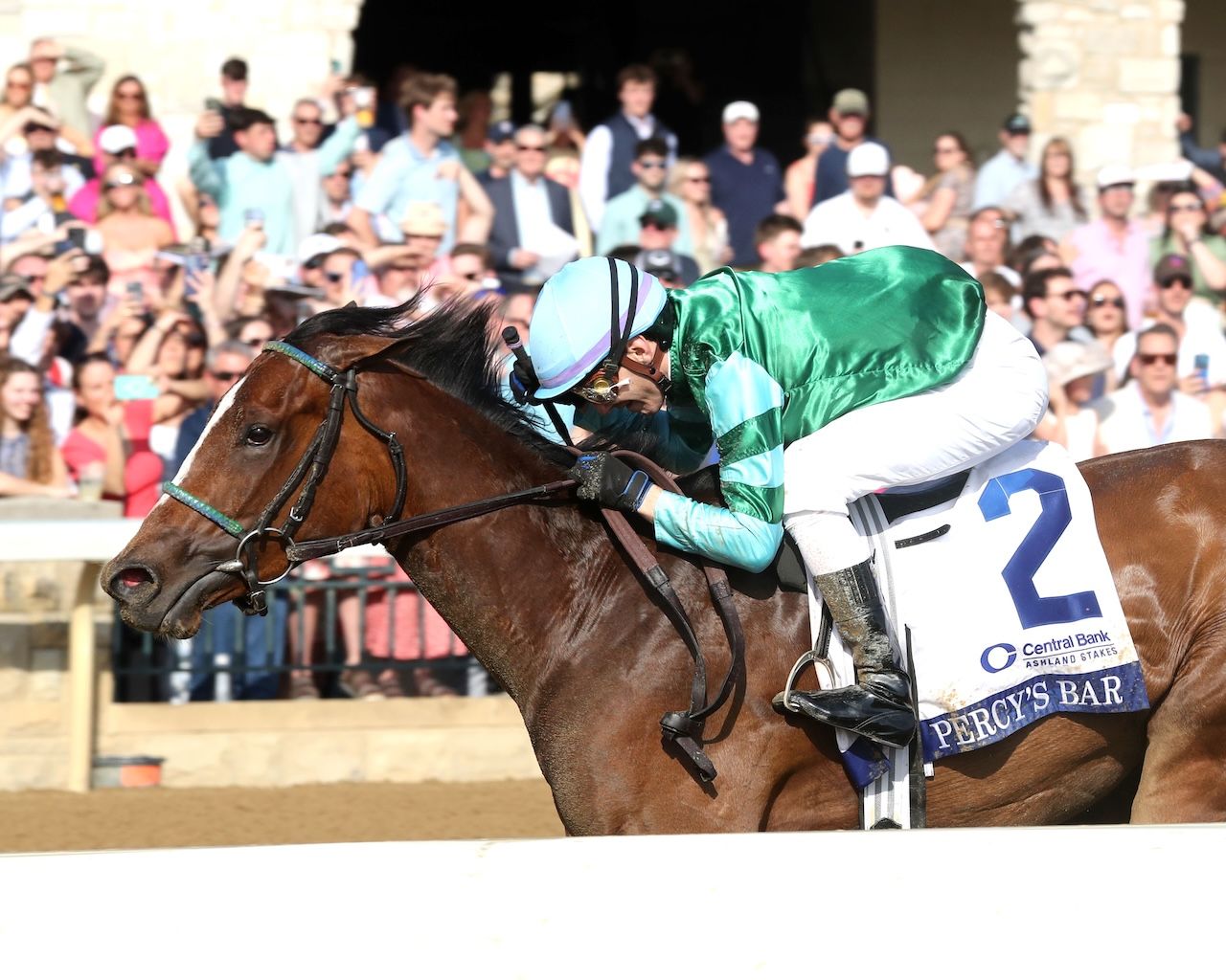 Percy's Bar wins the Ashland Stakes at Keeneland. 