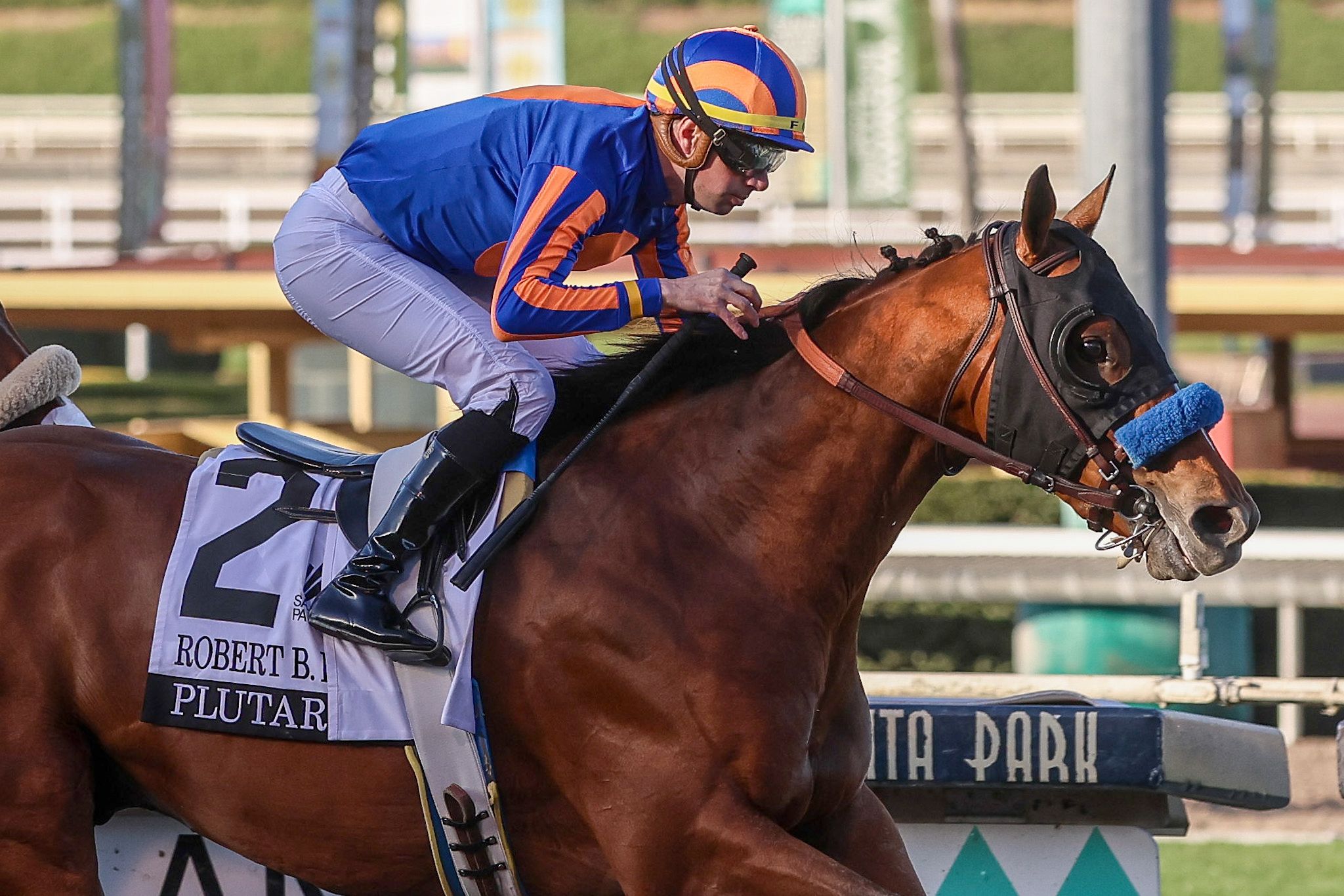 Plutarch wins the Robert B. Lewis at Santa Anita. 