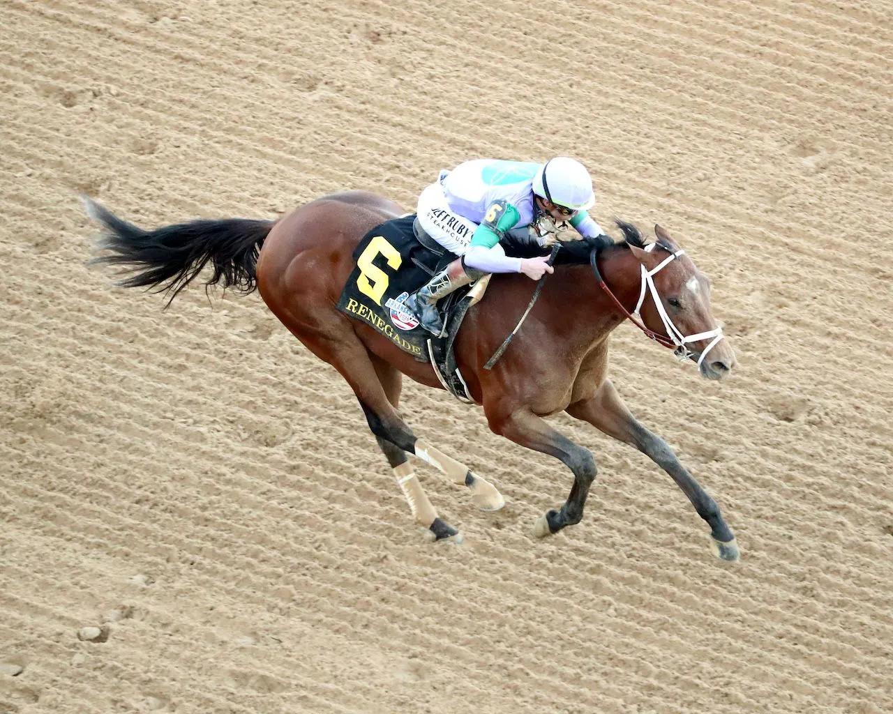 Renegade wins the Arkansas Derby at Oaklawn Park. 