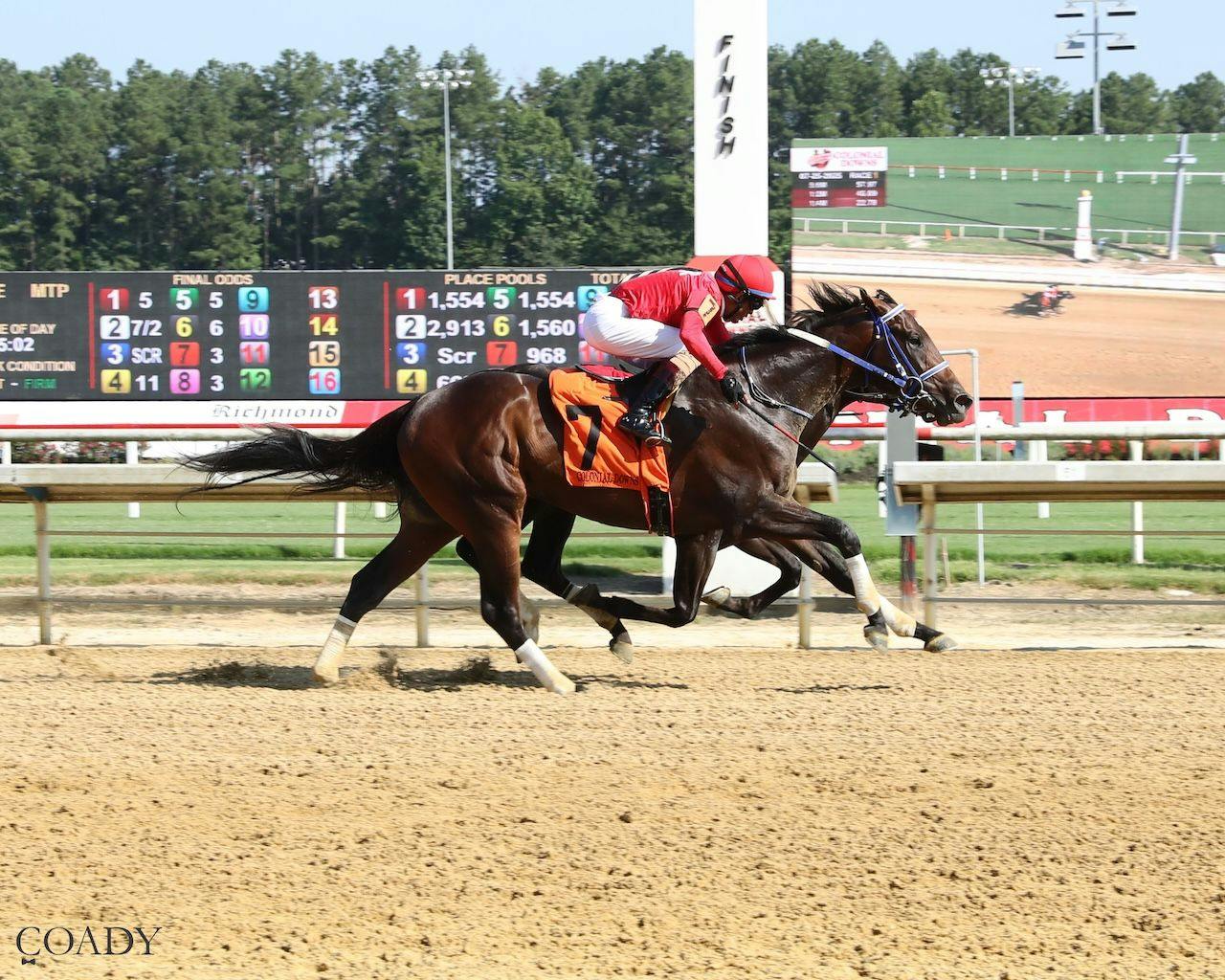 Sometime (Inside) and Magic Wallet (Outside) has a dead heat at Colonial Downs.