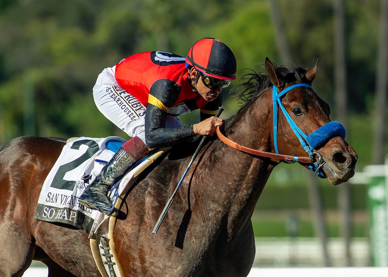 So Happy wins the San Vicente Stakes at Santa Anita.