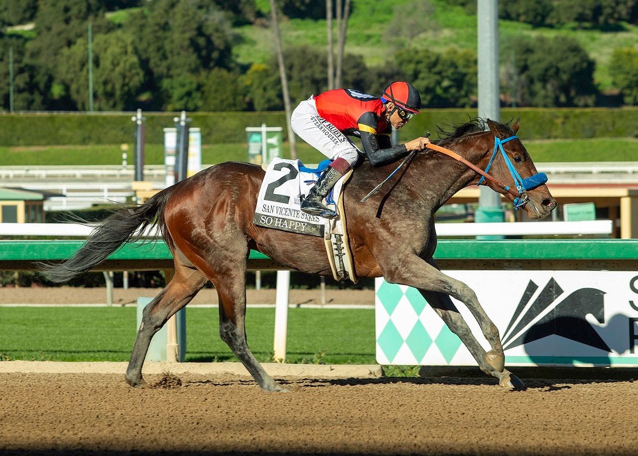 So Happy wins the San Vicente Stakes at Santa Anita.