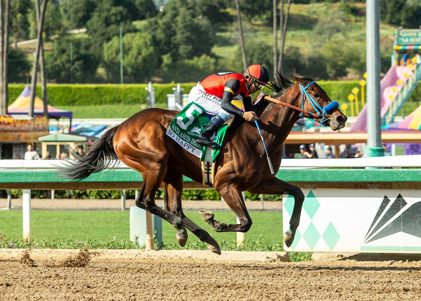 So Happy wins the Santa Anita Derby at Santa Anita.