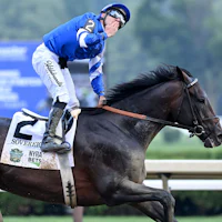 Sovereignty winning the Belmont (G1) at Saratoga