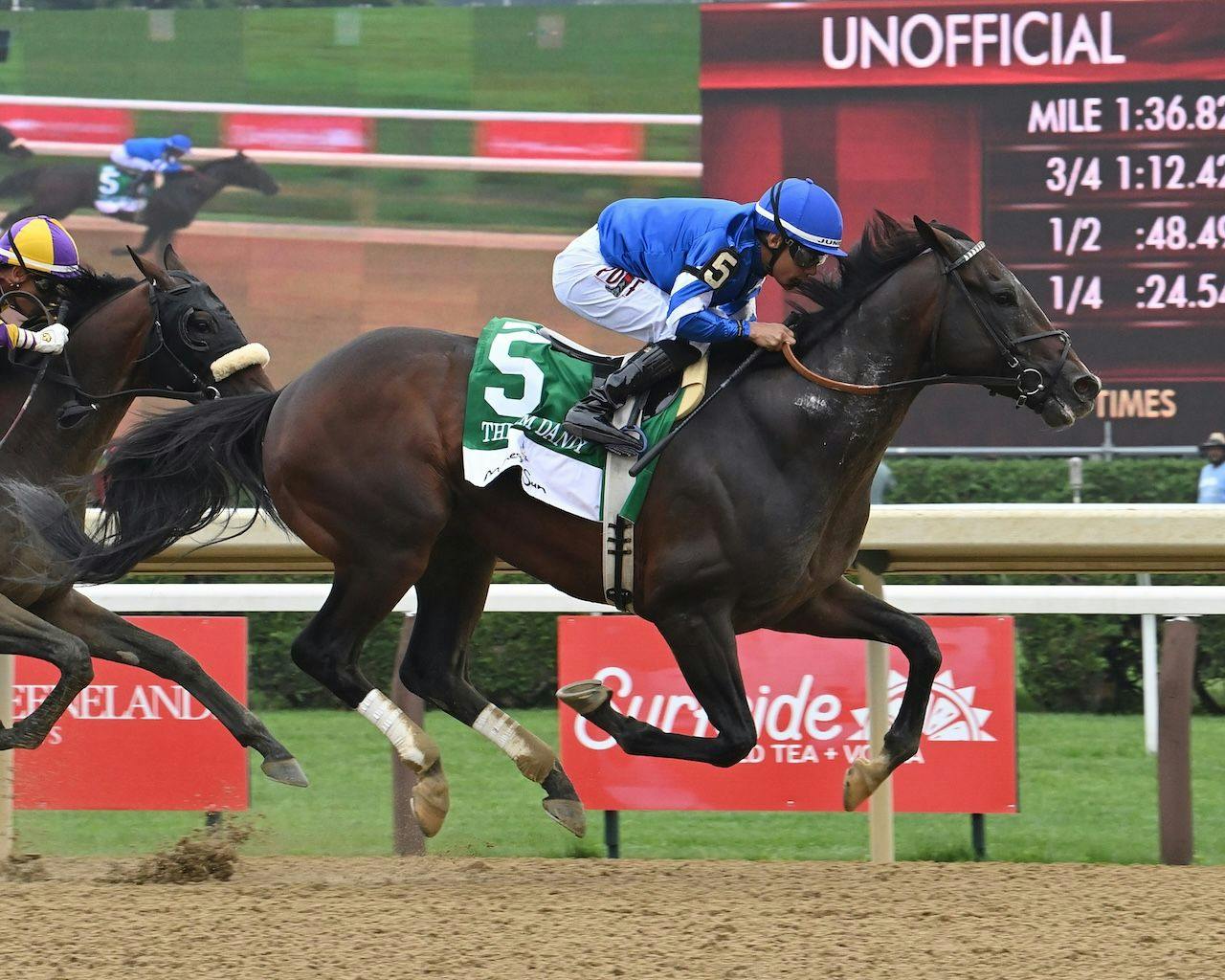 Sovereignty wins the 2025 Jim Dandy at Saratoga. 
