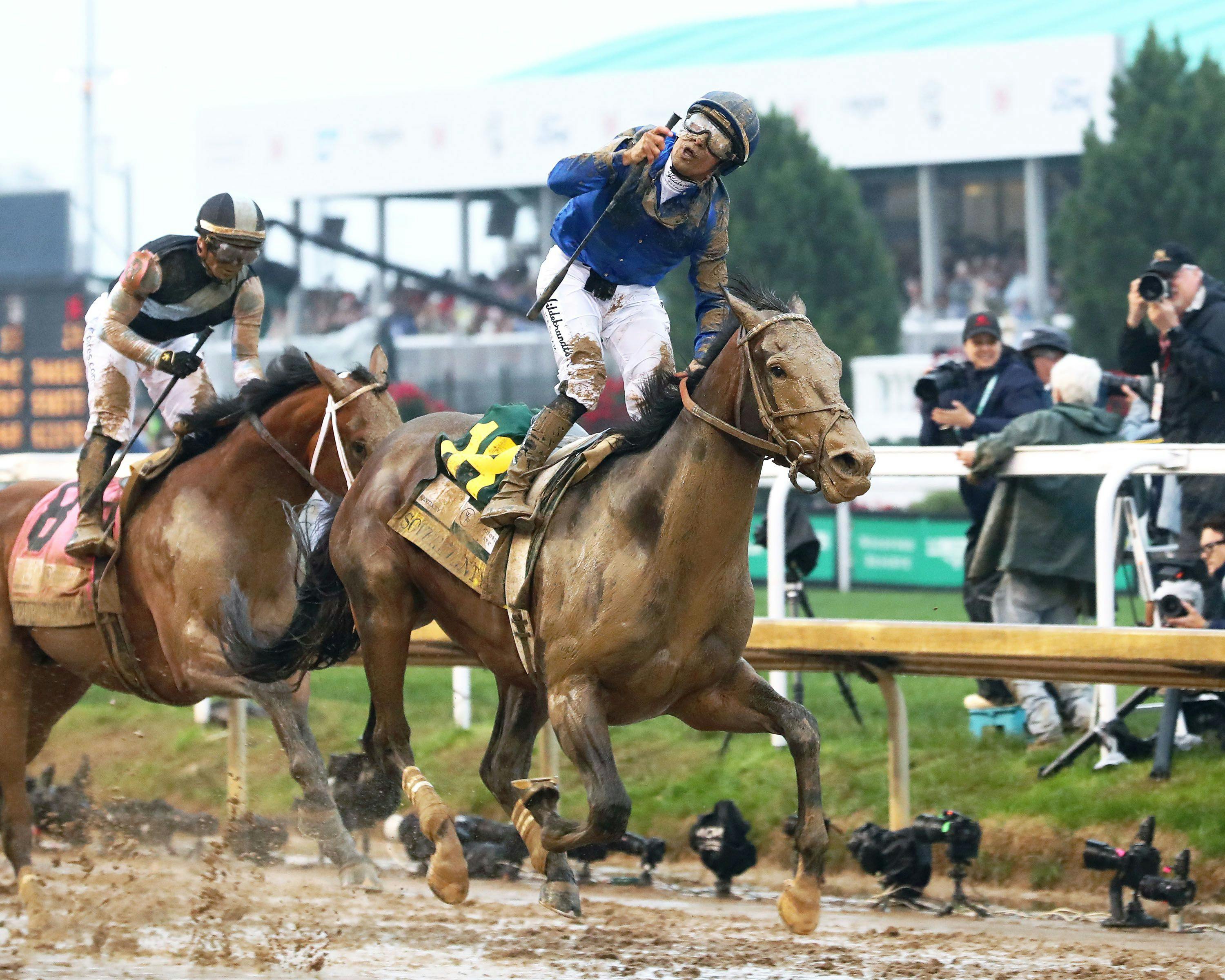 Sovereignty wins the 2025 Kentucky Derby at Churchill Downs. 