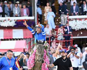 Sovereignty wins the Whitney Stakes at Saratoga.