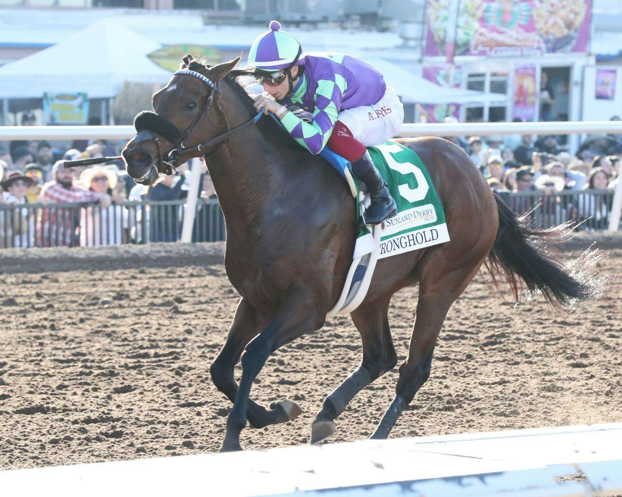 Stronghold winning the Sunland Park Derby (G3) at Sunland Park (Photo by Coady Photography)