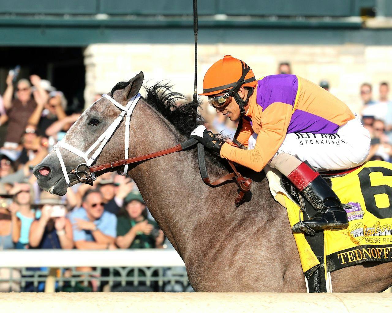 Ted Noffey wins the Breeders' Futurity at Keeneland.
