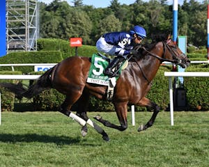Test Score wins the 2025 Belmont Derby at Saratoga (Photo by Coglianese Photos)
