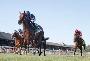 Test Score wins the 2025 Belmont Derby at Saratoga (Photo by Horsephotos.com)