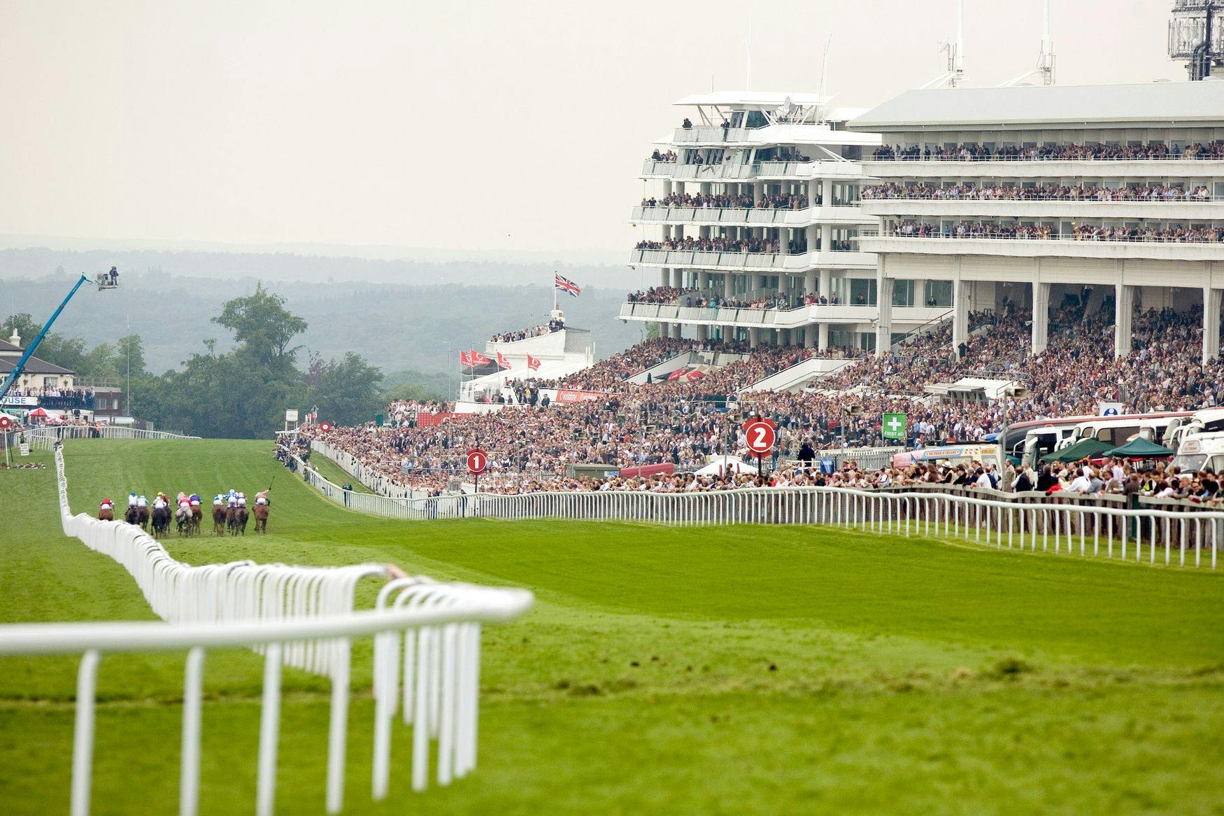 View of the home straight at Epsom from Tattenham Corner (Photo by Frank Sorge/Horsephotos.com)