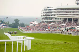 View of the home straight at Epsom from Tattenham Corner (Photo by Frank Sorge/Horsephotos.com)