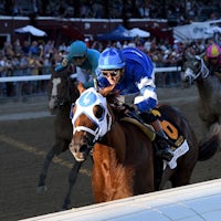 Highland Falls winning the Jockey Club Gold Cup (G1) at Saratoga
