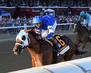 Highland Falls winning the Jockey Club Gold Cup (G1) at Saratoga 