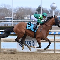 Saint Gaudens breaking his maiden at Aqueduct (Photo by Coglianese Photos)