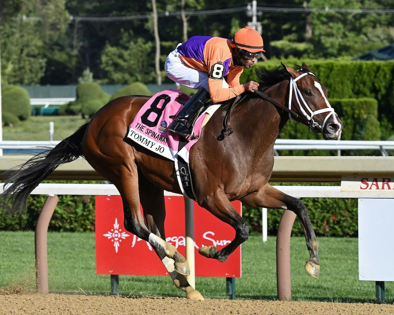 Tommy Jo wins the Spinaway Stakes at Saratoga. 